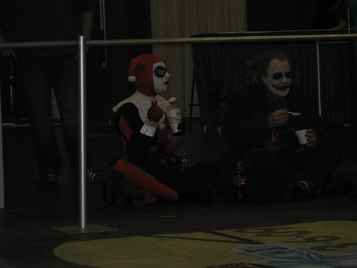 Joker from Batman the Dark Knight (one of several seen that day) with his gf, Harley Quinn, who didnt get to be in the movie but aint mad atcha